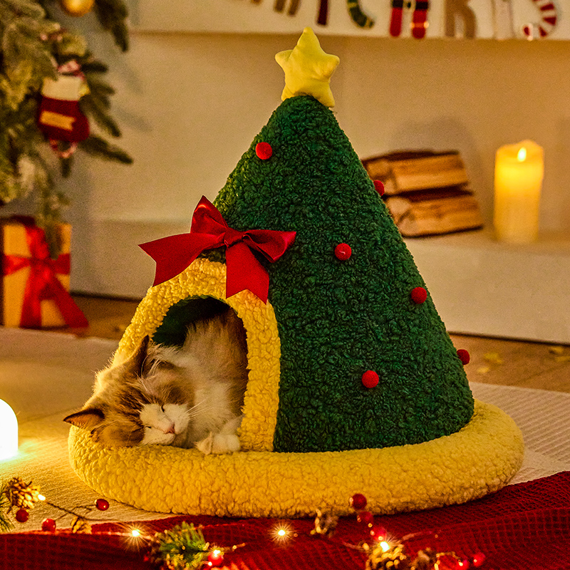 圣诞猫窝冬季保暖四季通用猫屋封闭式加绒加厚猫咪猫房子帐篷屋