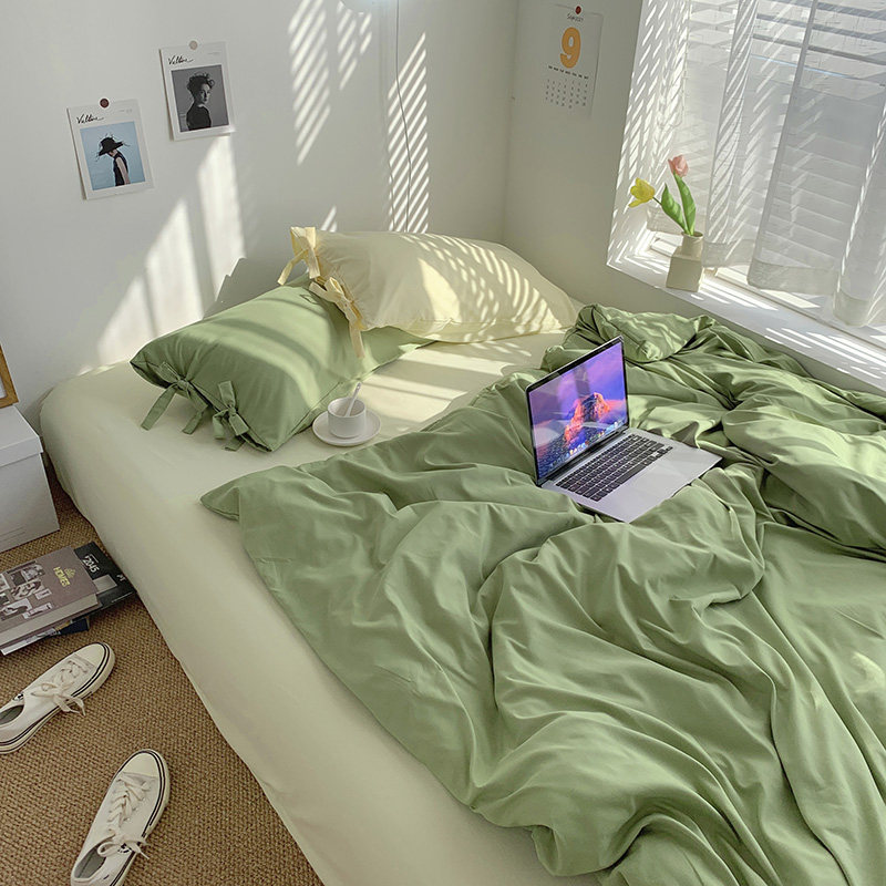 北欧纯色床上四件套纯棉全棉简约被套床笠床单人双人1.5米/1.8m