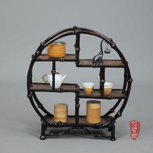 筇竹博古架杯架茶棚多宝阁中式竹编茶具架子展示架茶壶置物架