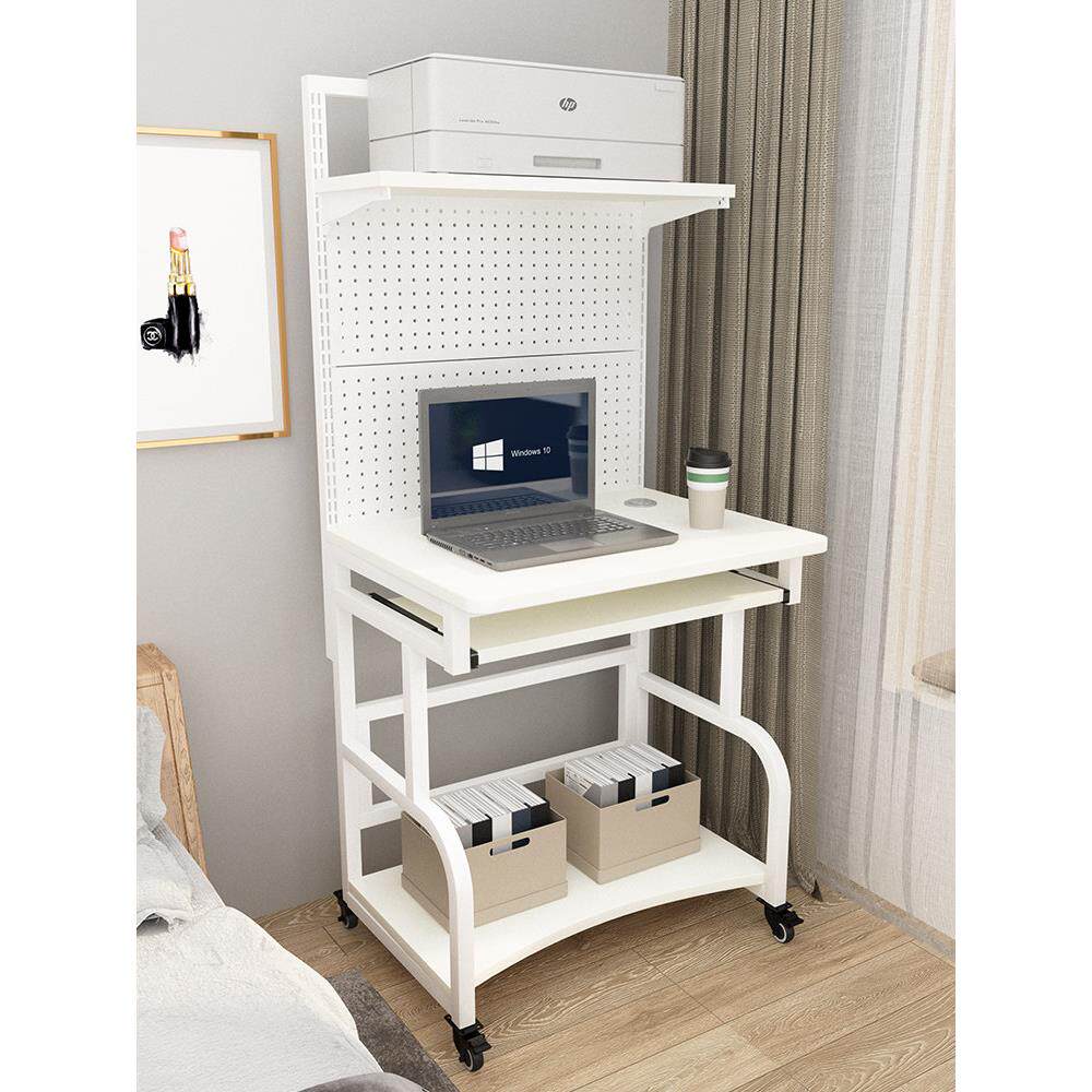 可移动书桌小户型简易电脑台式桌带轮小型洞洞板单人家用小尺寸