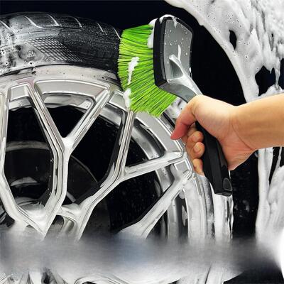 TRC同款小绿毛轮胎轮毂钢圈刷 毛刷柔软短柄不伤害轮胎轮毂易清洁