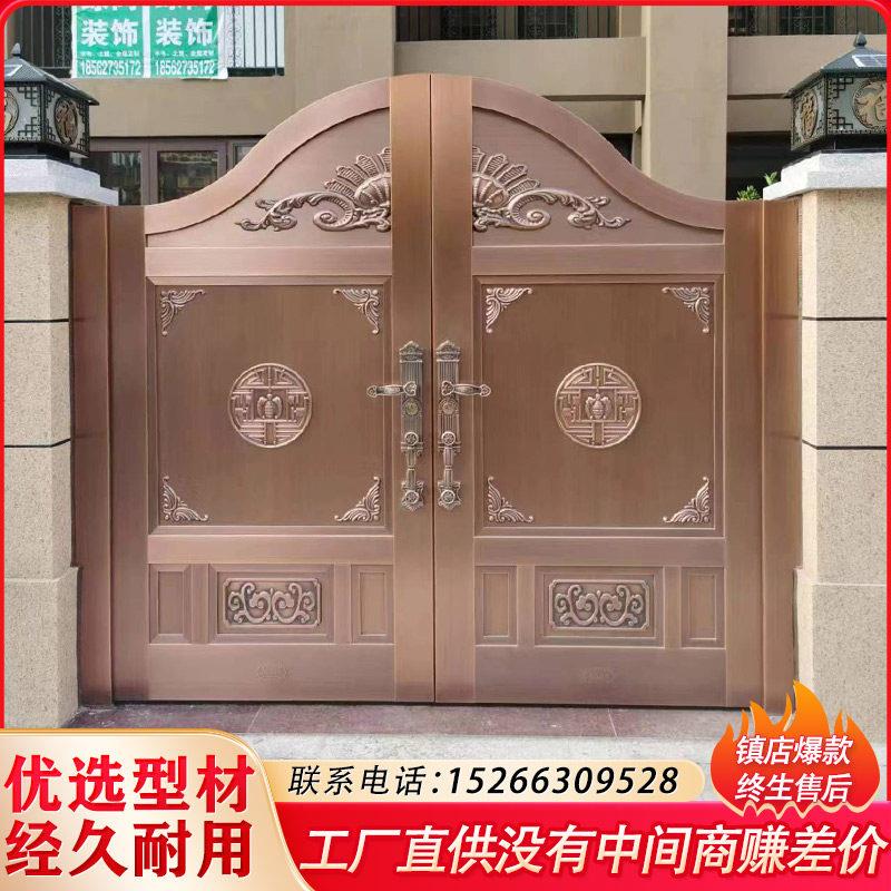 铜门别墅大门双门庭院家用乡村庭院门纯铜镀铜进户门防盗子母门