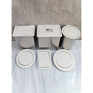 台面不锈钢垃圾桶翻盖白色卫生间嵌入式盖子厨房垃圾丢弃口清洁桶