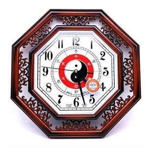 包邮复古中式太极八卦八角形挂钟客厅静音电池钟表时钟