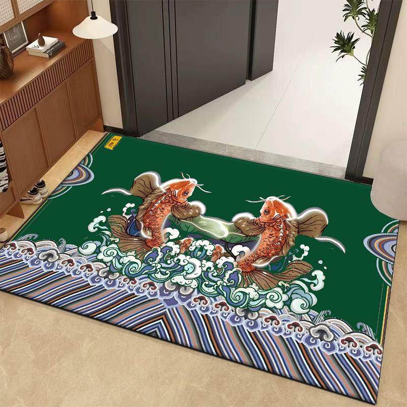 中国锦鲤入口地板垫绿色入口垫紫色双鱼座家庭入口门地毯可以切割,居家布艺,入户地垫,淘宝优惠券,粉丝福利购,淘宝优惠卷