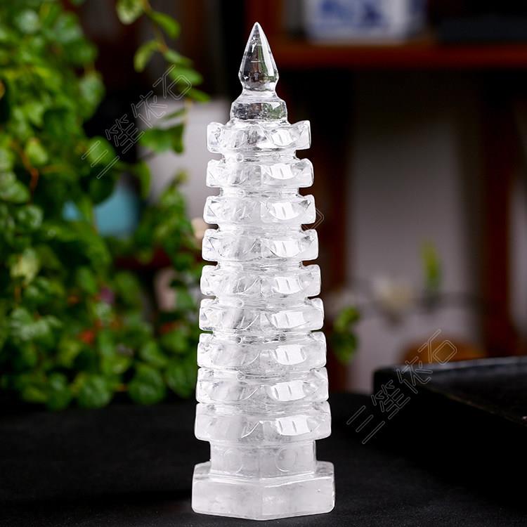 天然白水晶文昌塔办公室书桌书房摆件原石雕刻创意工艺礼品5-13层