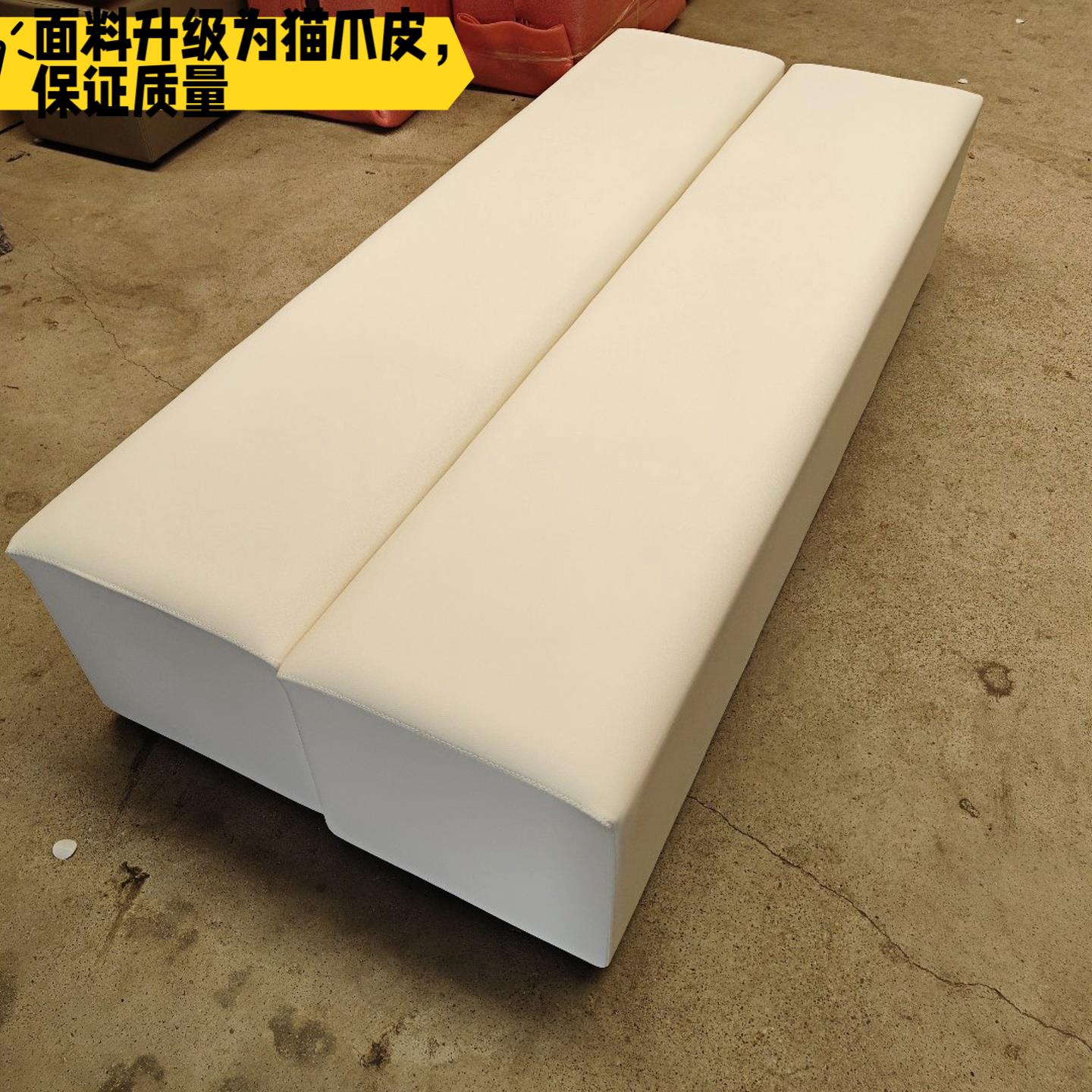 热卖幼儿园软包沙发凳软体长条凳床尾凳实木换鞋凳展会用白色凳子