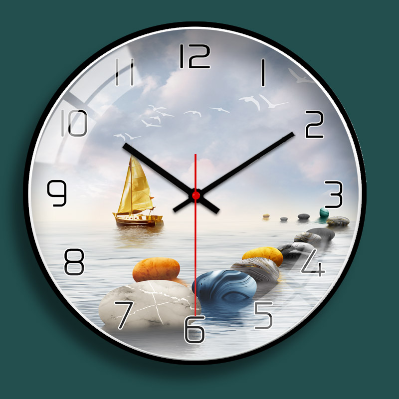 钟表挂钟客厅家用时尚电波钟表时钟挂墙现代简约创意北欧表免打孔