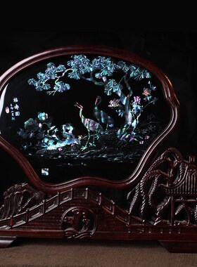 扬州漆器厂点螺海棠形台屏乔迁生日结婚商务办公礼品家居装饰摆件