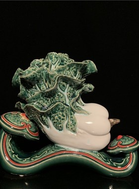 石湾公仔陶瓷白菜摆件家居客厅电视柜饰品百财如意开业乔迁送礼品