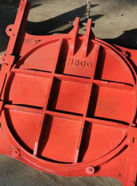 DN300 400 500 600 800明杆式铸铁镶铜附壁式圆形闸门手动启闭机