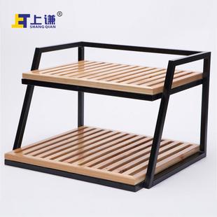 上谦二层杉木铁架糕点西饼蛋糕面包房烘焙展柜中岛柜陈列软装陈设