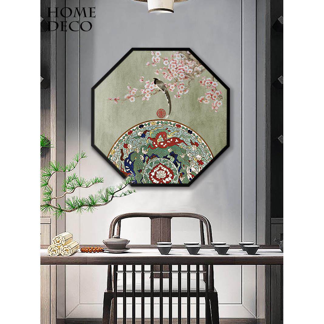 新中国风客厅餐厅花鸟装饰画卧室床头挂画中国风荷花画入口茶室墙
