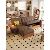 覆古风小户型客厅两用可储物带收纳防猫抓直排布艺沙发2025新款