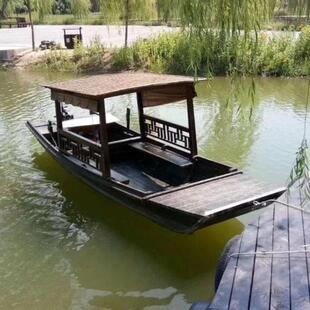 景区单篷观光旅游电动摇橹彷古画舫中式餐饮船咨询水上木船定厂家