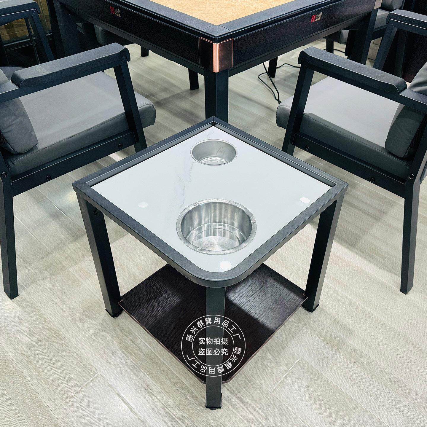 棋牌室茶几茶水架麻将桌旁岩板小边几茶楼麻将馆专用茶水桌置物架