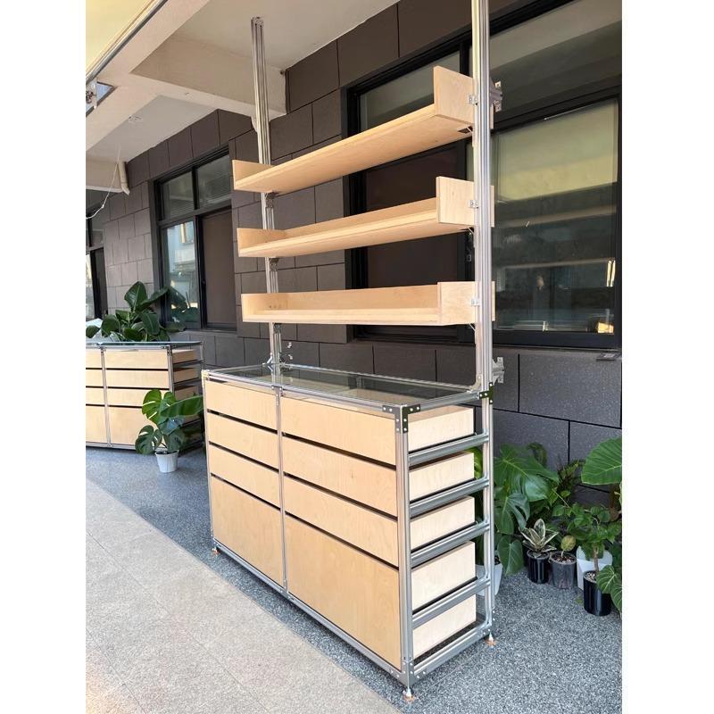 铝型材海洋板展示柜服装架抽屉柜商品置物架服装商用咖啡馆客厂家