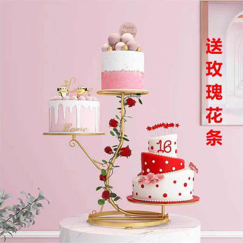 铁艺创意新款欧式多层蛋糕架子婚庆礼生日三层点心展示台甜品托盘
