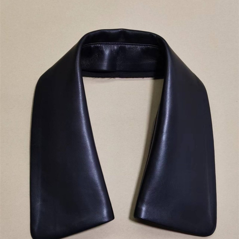 换领子高c端定制黑色真皮绵羊皮纯色外套皮衣皮衣风衣跟换衣领男