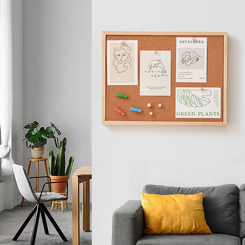 实木软木板装饰照片墙背景板留言便利贴记事板相框墙图电表箱遮挡