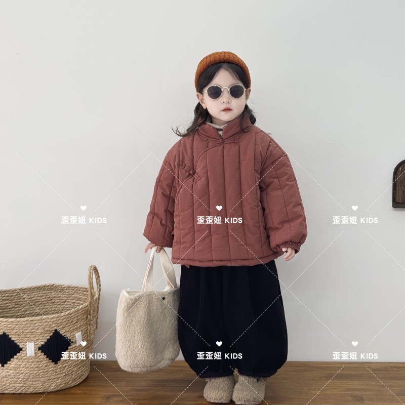 歪歪妞韩国童装202p4冬季儿童复古国风加厚保暖唐装棉服新年棉衣