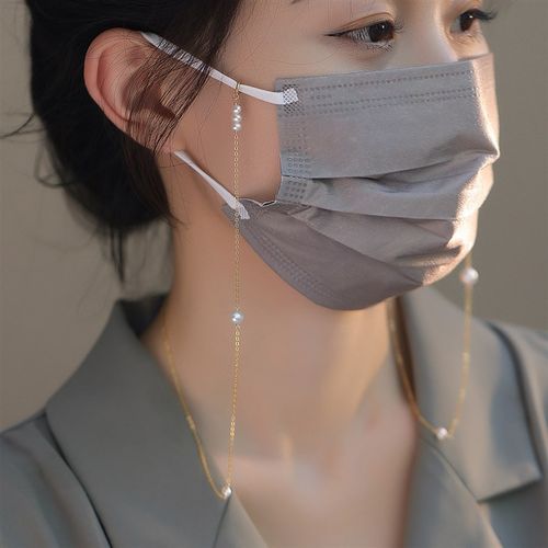 5种戴法!万能珍珠流苏口罩眼镜耳机链毛衣锁骨项链时尚气质小众