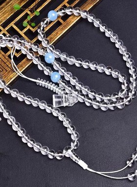 天然白水晶佛珠 108颗手持佛珠 男女款手链项链 斜挎链饰品