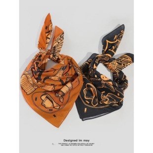 西部牛仔穿搭棉质小方巾系脖美式复古头巾阿美咔叽领巾机车裤巾男