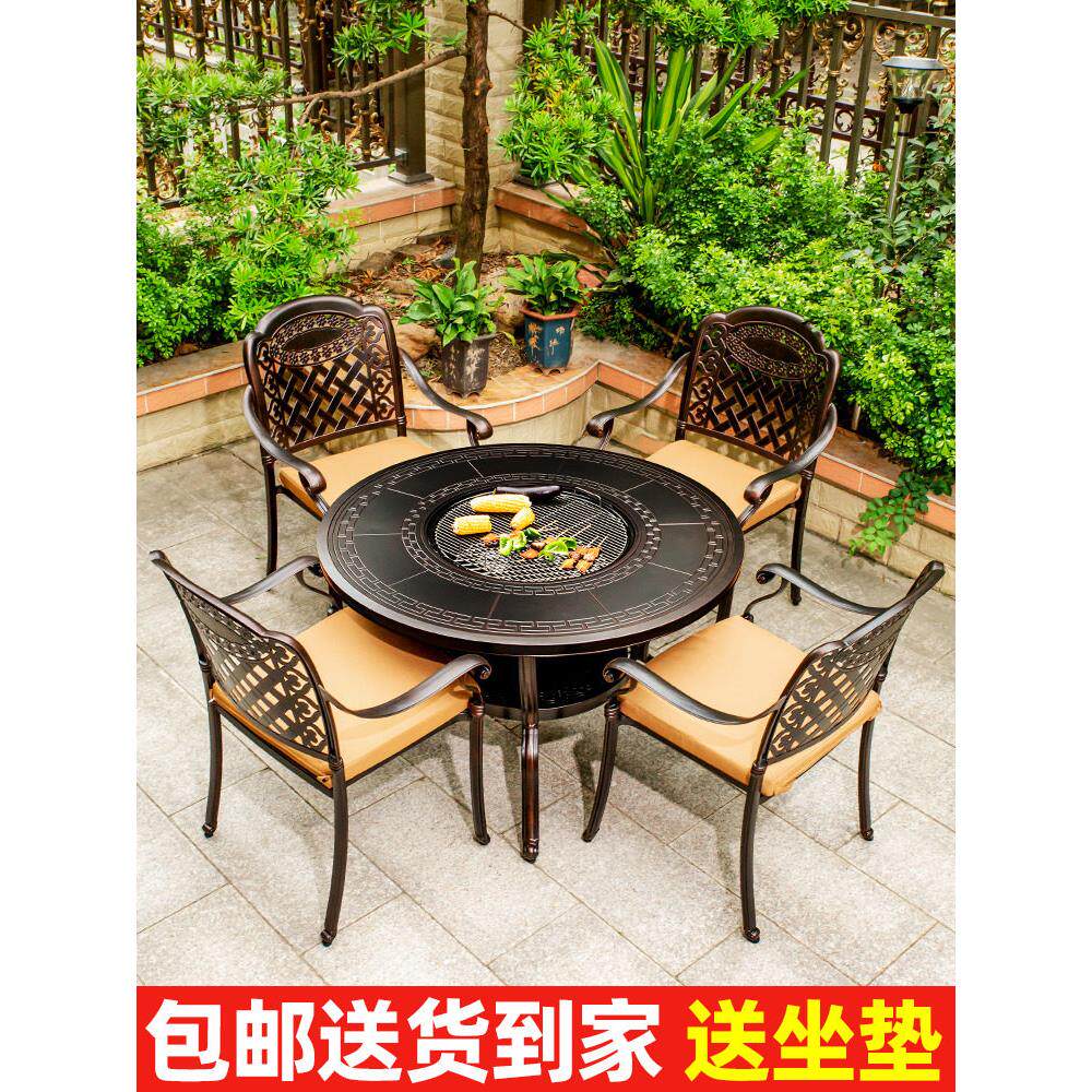 采购产品户外烧烤桌椅庭院家用烧烤架铸铝商业木炭烧烤架户外庭院