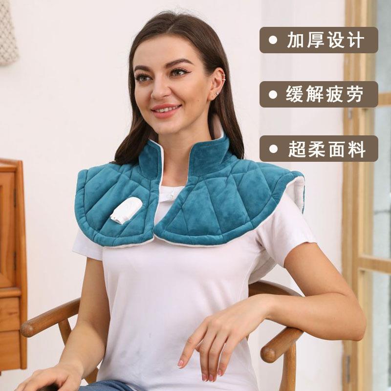 跨境多功能冬季保暖按摩护肩颈发热坎肩加热热敷理疗蓝色其他