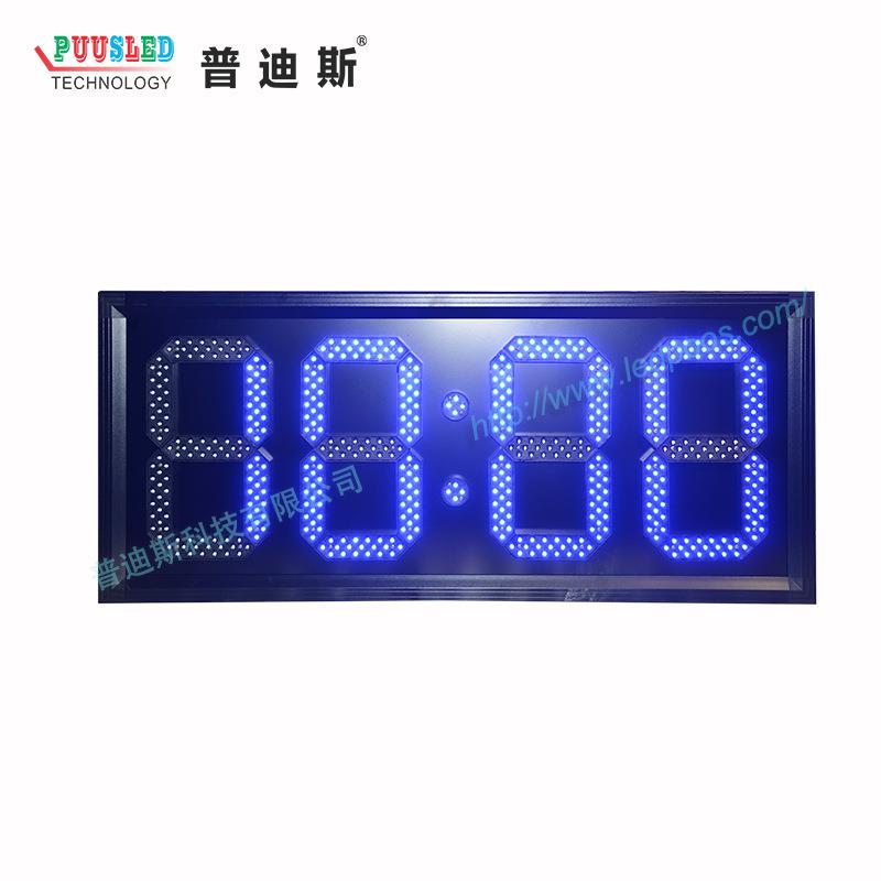 源头厂家蓝色LED10寸字段88：88温度时间显示屏 户外防水时钟屏