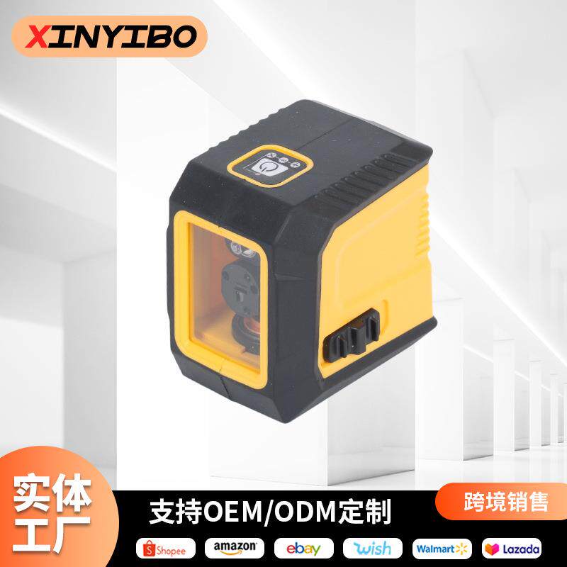 外贸多功能迷你两线水平仪跨境高精度绿光调平仪家用贴墙贴地仪
