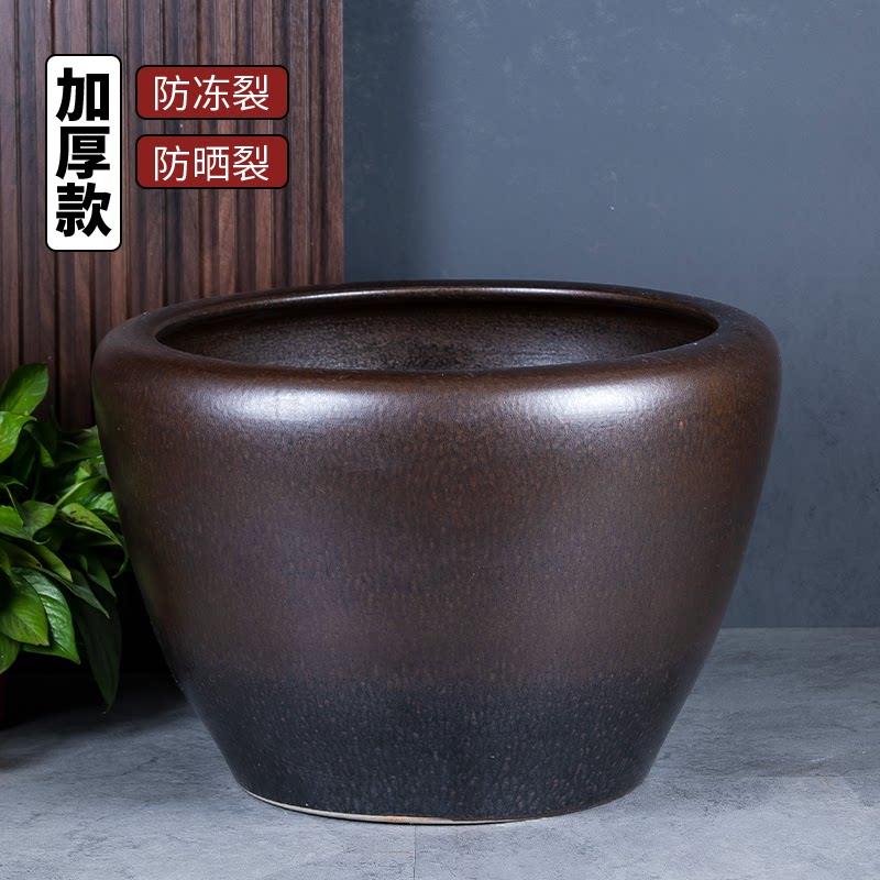 景德镇陶瓷鱼缸可配实木座古法观背养鱼盆睡莲庭院荷花专用大水缸