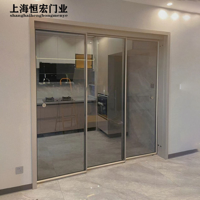 上海厨房拉门吊轮三联动阳台客厅隐形折叠门隔断门衣柜移门定制