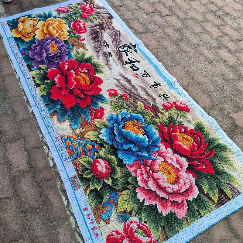 纯手工十字绣成品家和万事兴花开富贵牡丹客厅装饰挂画绣好的带框