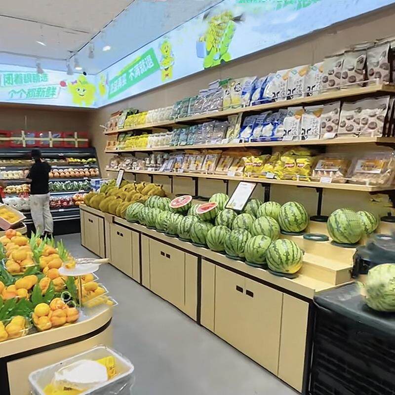 百果园水果货架展示架定制生鲜超市果蔬架水果店货架切果台收银台