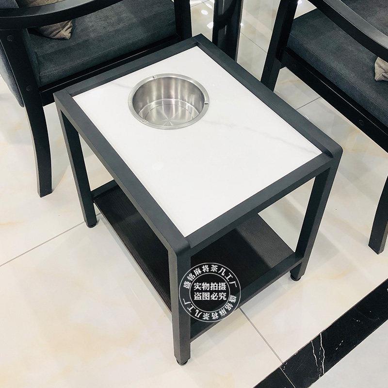 棋牌室茶几岩板茶水架带烟缸麻将机专用置物架茶水桌麻将馆小边几