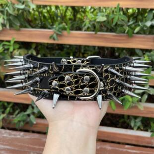 中大型犬防咬脖圈金毛牧羊犬铆钉狗项圈金属尖钉狗颈圈刺钉狗脖套