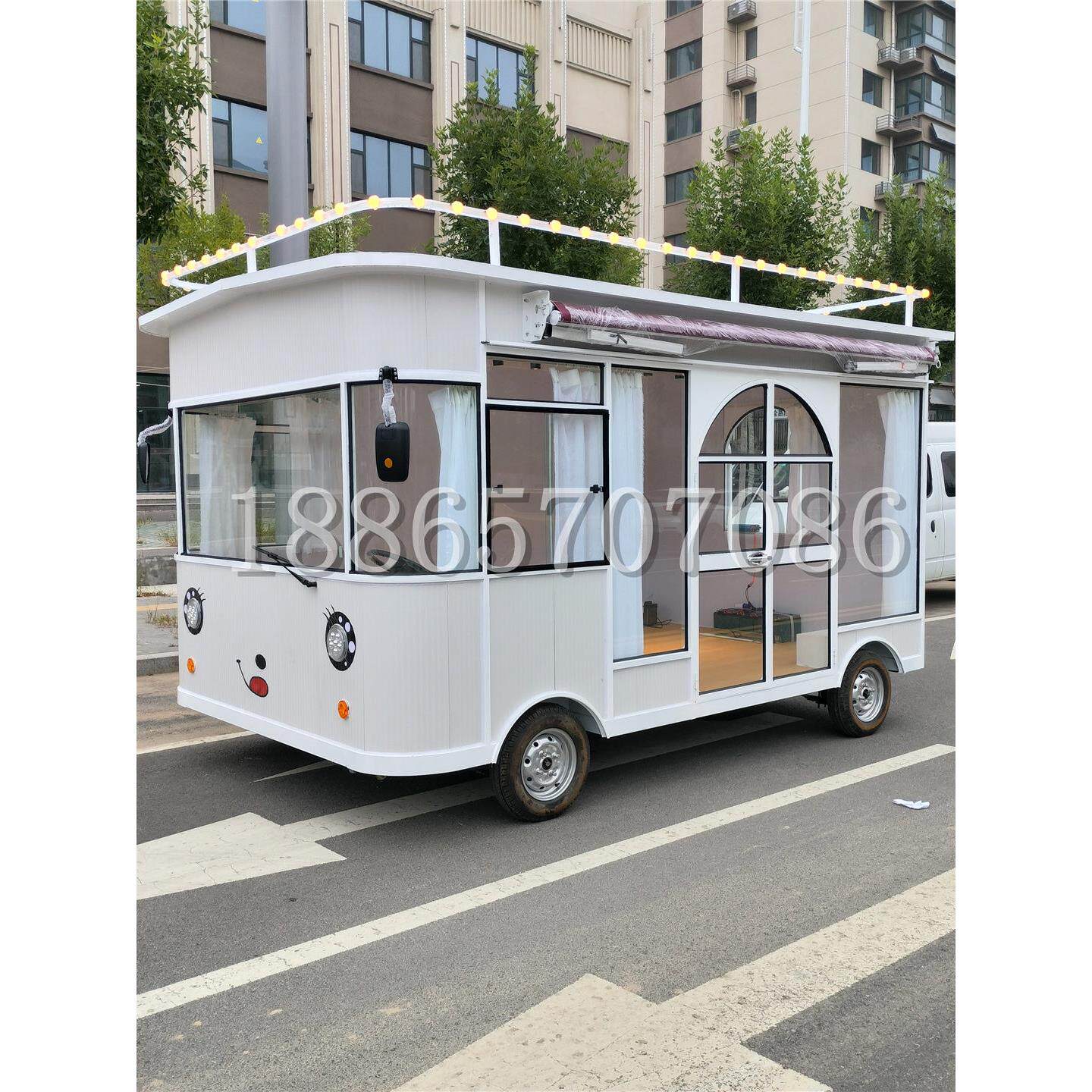 电动四轮服装车流动美甲美睫美容纹绣美发快剪摆摊理发小吃车餐车