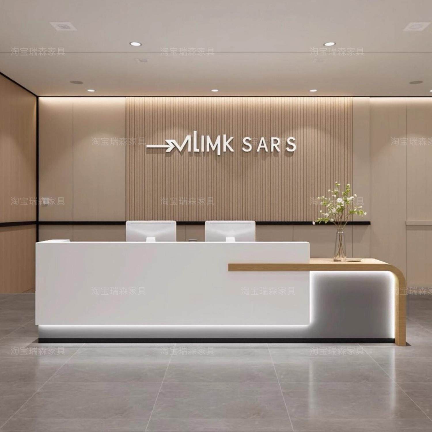 简约现代公司前台酒店收银台高级商务接待台培训机构吧台仿大理石