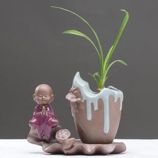 创意铜钱草绿萝水培花瓶小清新水养植物花插花盆陶瓷容器桌面摆件