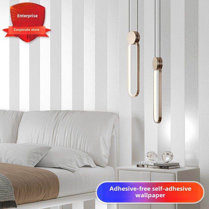 米白色不干胶加厚墙贴墙纸，适用于家庭卧室