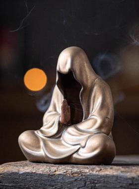 禅意中式陶瓷无相佛摆件人物工艺品客厅书房玄关摆设茶桌造景装饰