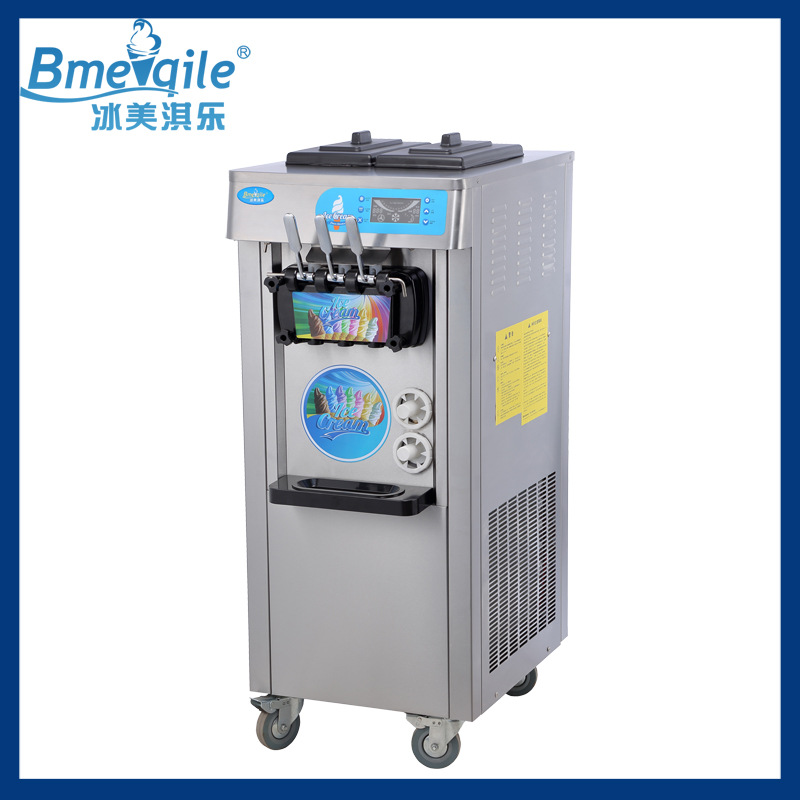 冰美淇乐三头软冰激凌机 内置蛋托带预冷七天免洗果甜筒制作设备