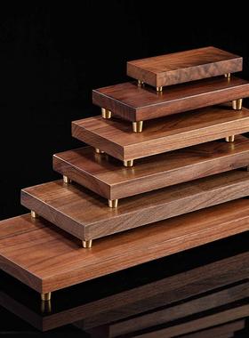 北美进口黑胡桃原木底座摆件工艺品多种规格可选实木底座激光刻字