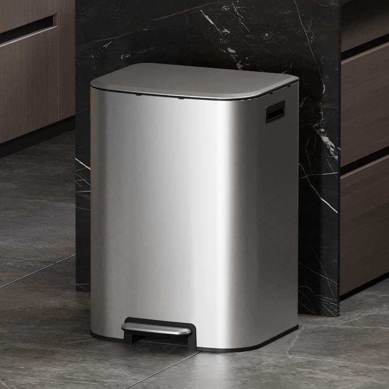 厨房专用不锈钢垃圾桶脚踏式高款家用大号办公室商用30升50大容量