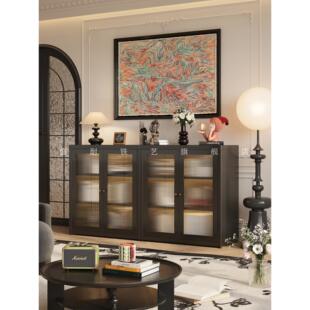 懒生活黑色小书柜钢制客厅电视柜边柜多功能储物收纳柜组合模块柜