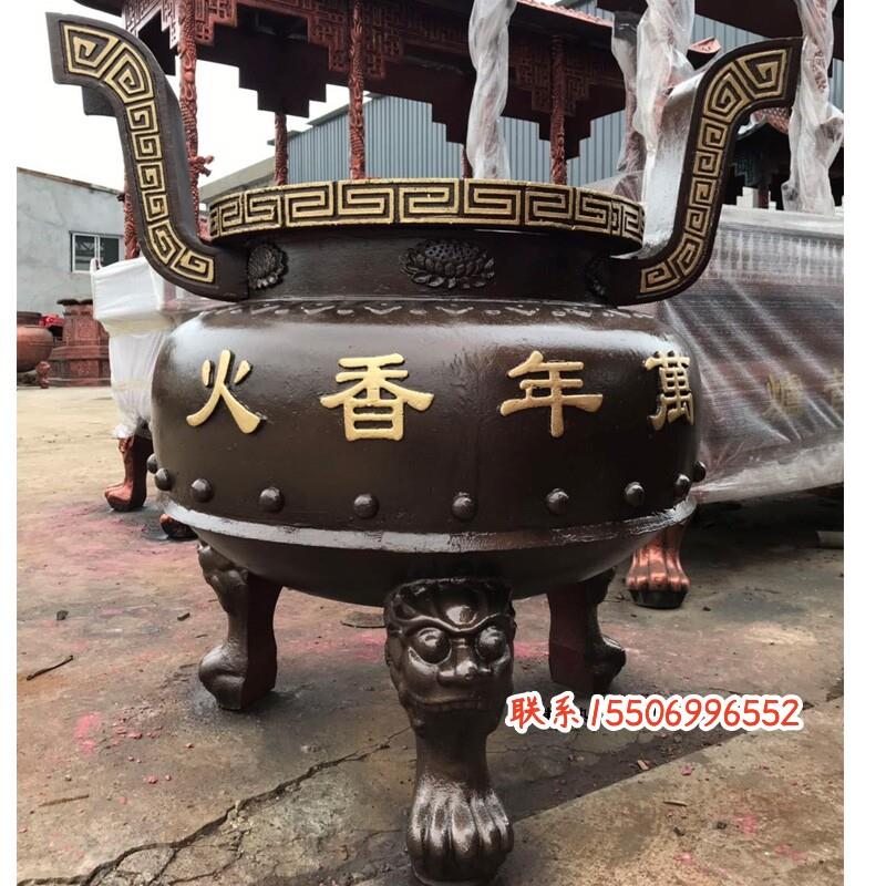 寺庙插香炉仿古铸铁大型圆形香炉宗祠道观佛堂供佛佛具室内外香炉
