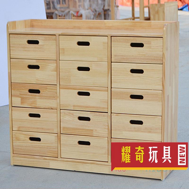 教具收藏柜.儿童玩具柜.樟子松儿童书柜.幼儿园储物柜.原木抽屉柜
