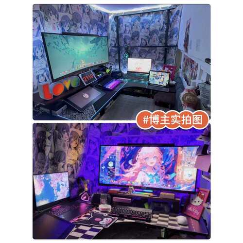 G$L床上转角电脑桌台式学生宿舍书桌懒人简约拐角电竞办公桌子可